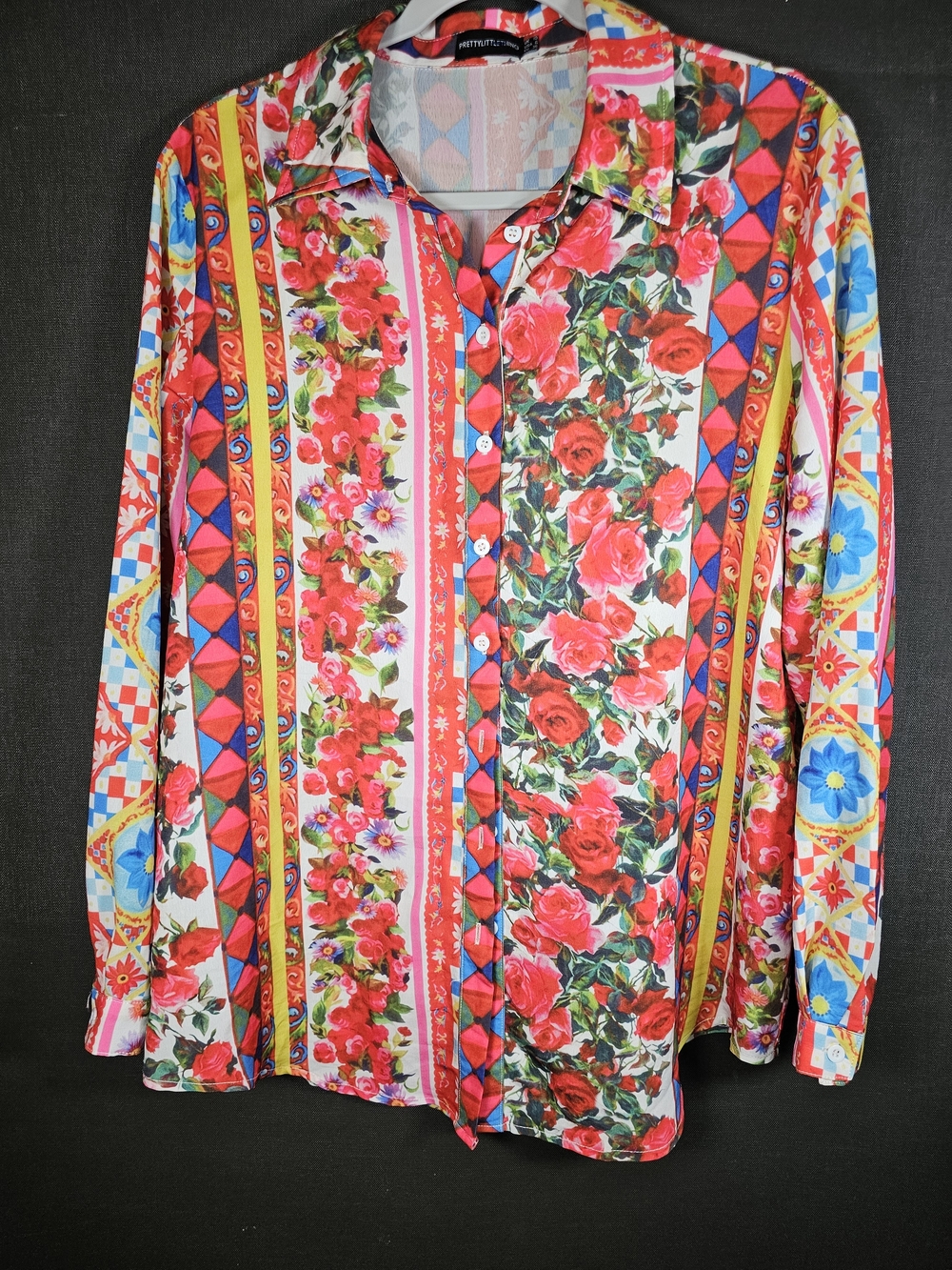 PrettyLittleThing Multicolor Floral & Geometric Button-Down Shirt